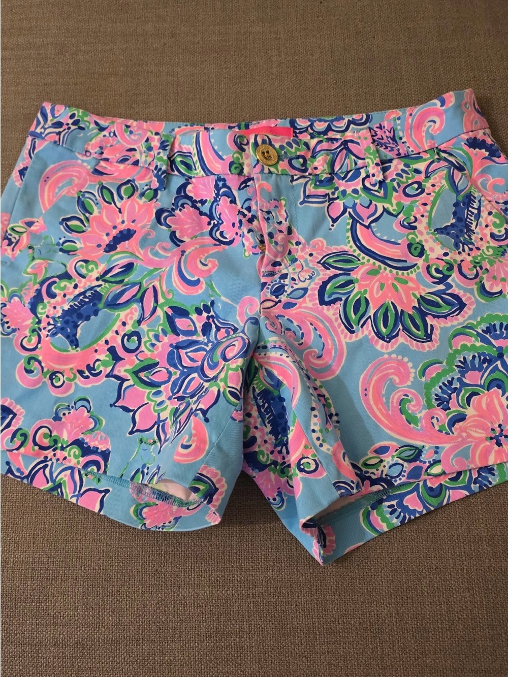 Lilly Pulitzer Blue Pink Green Paisley High-Waist Shorts